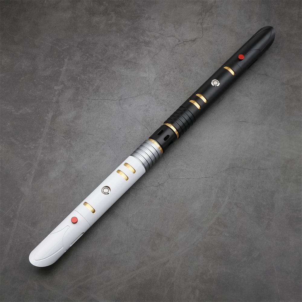 StarForged Guard SE, black and white pike-proportioned saber hilt with gold ring detailing